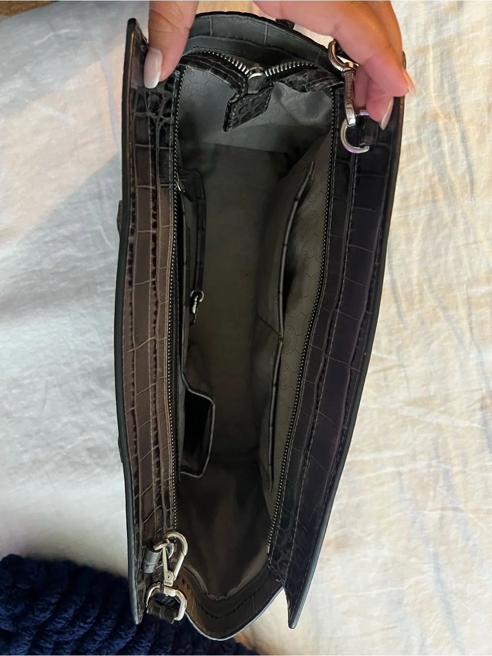 Michael Kors Black Croc-Embossed Leather Men's Briefcase